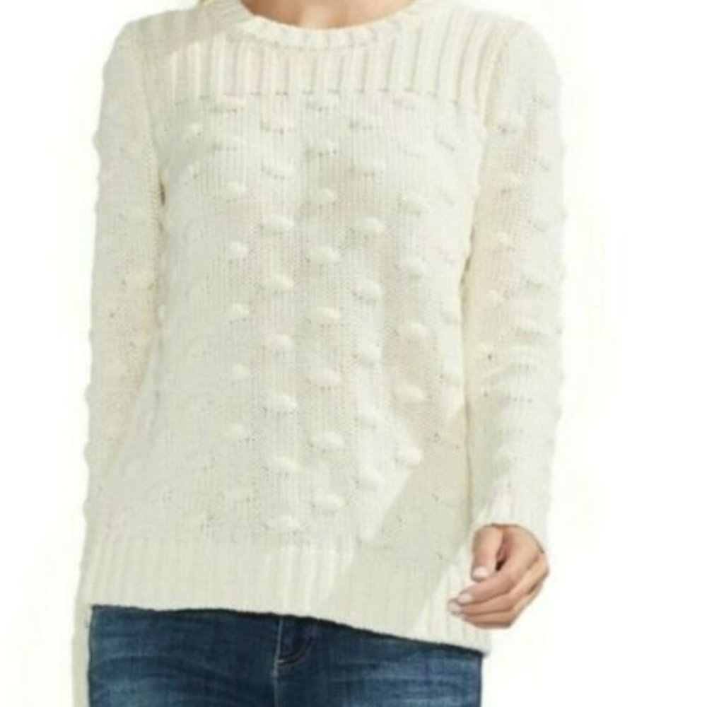 Vince Camuto Cream Knit Polka Dot Cotton Sweater Size XL